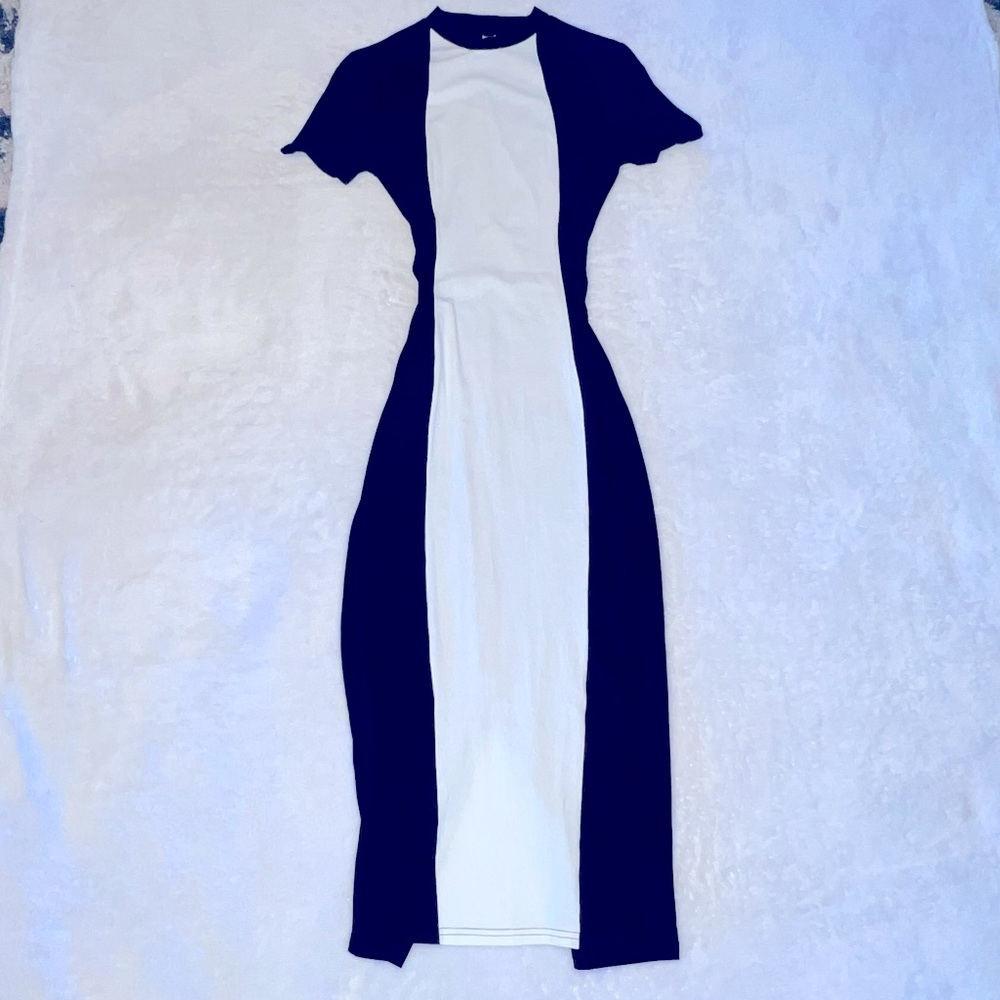 Fashion Nova Black and White MIDI Dress